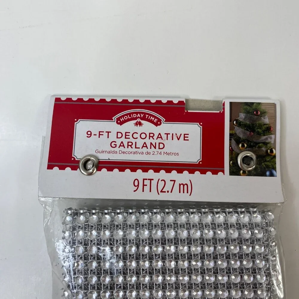 Holiday Time 9 Foot Silver Decorative Garland Ultra Sparkle Bling